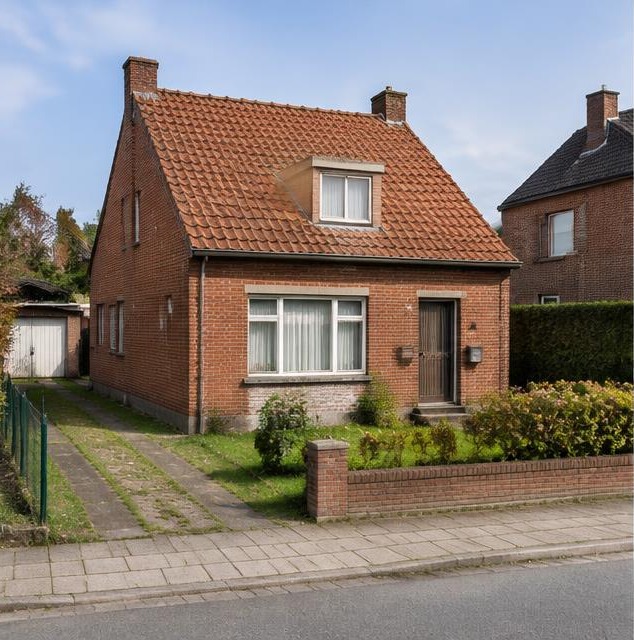 Bakstenen woning vóór de afbraak